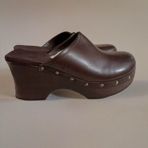 BP Brown Studded Leather Clogs